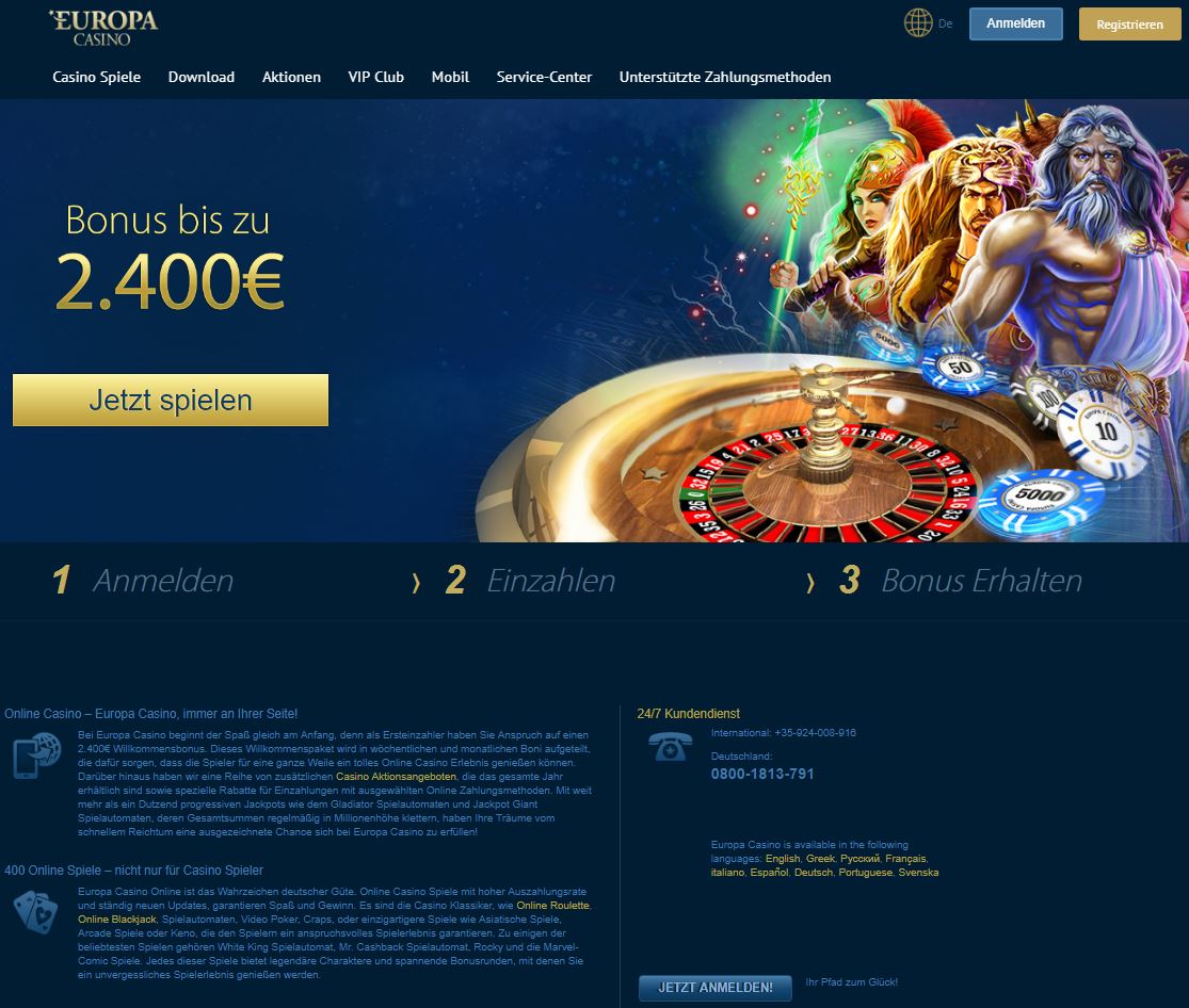 Europa Casino Bonus Code